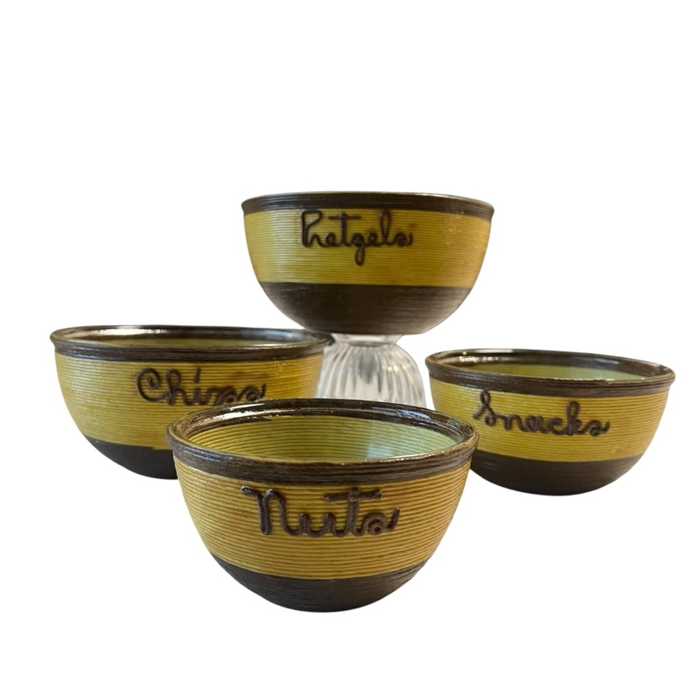 Vintage Mid Century Twine Glass Nesting Set of 4 Bowls